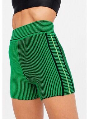 The Upside Nirvana Speechless Knit Shorts Green Ribbed Organic Cotton S